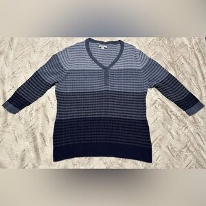 Croft & Barrow V Neck Striped Knit Sweater